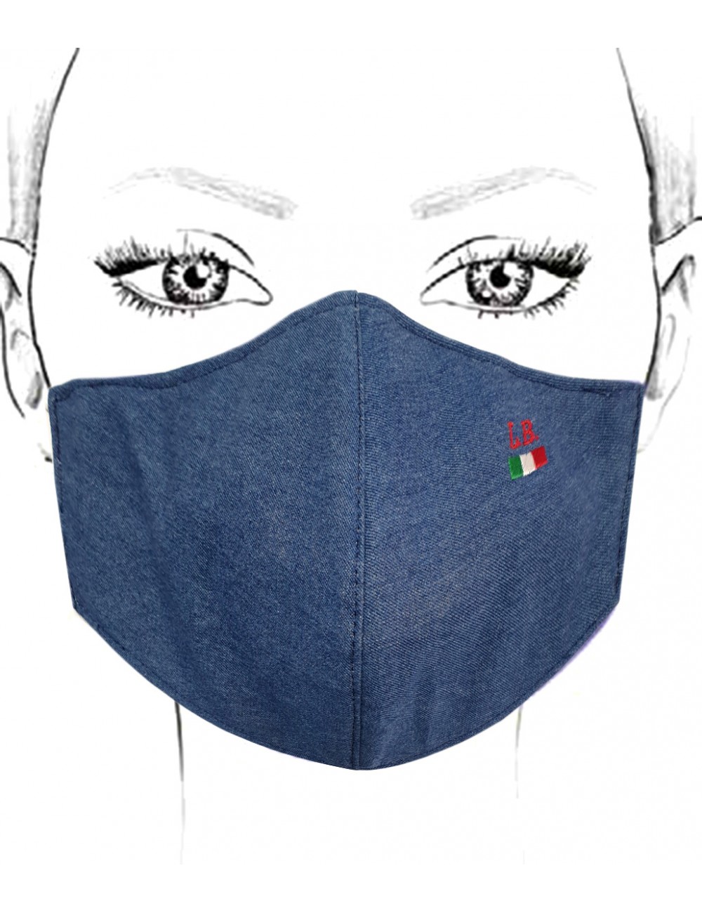Fashion Mask UNISEX DA PERSONALIZZARE 100% Cotone Jeans scuro