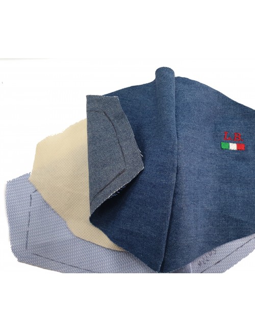 Fashion Mask UNISEX DA PERSONALIZZARE 100% Cotone Jeans scuro