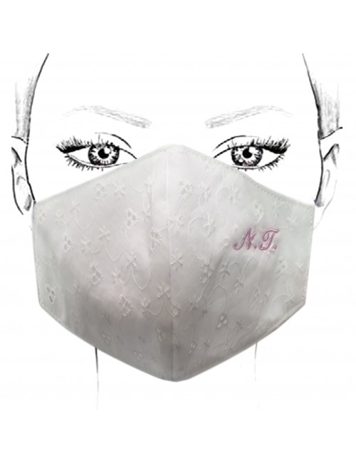 Fashion Mask Donna DA PERSONALIZZARE 100% Cotone BIANCO  Fantasia Sangallo