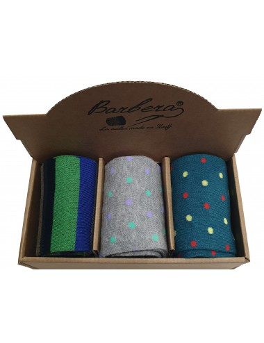 Cofanetto Regalo "3 Paia di calze" LUNGHE  - COTONE CALDO LUNGO POIS