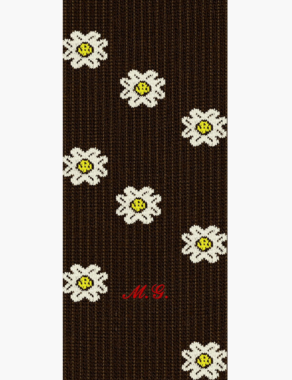 Lunghe fantasia Margherita con iniziali corsivo - Made In Italy Caldo Cotone