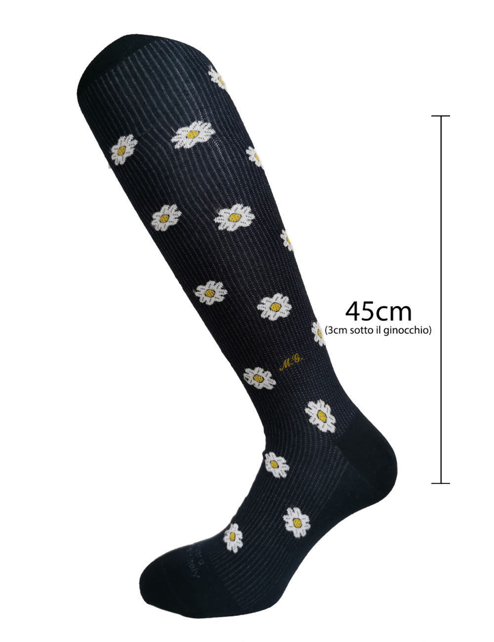 Lunghe fantasia Margherita con iniziali corsivo - Made In Italy Caldo Cotone