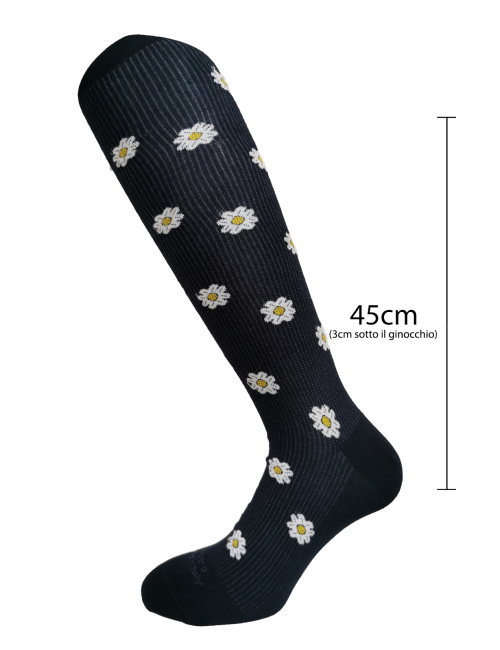 Lunghe fondo verdone fantasia Margherite - Made In Italy Caldo Cotone