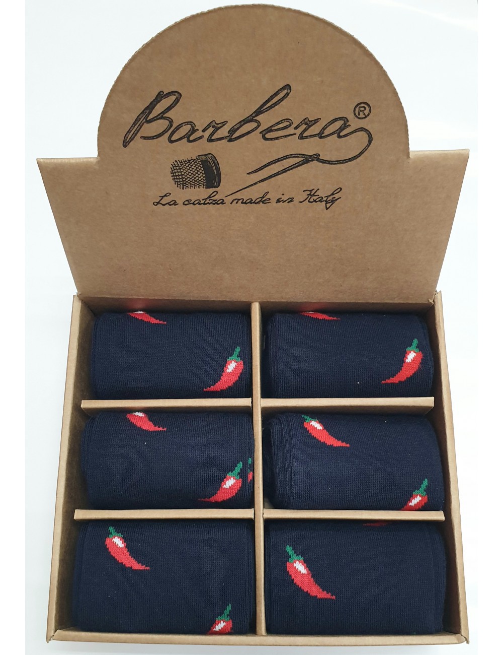 PEPERONCINO  6 PAIA DI CALZE  COTONE CALDO IN ELEGANTE CONF.REGALO