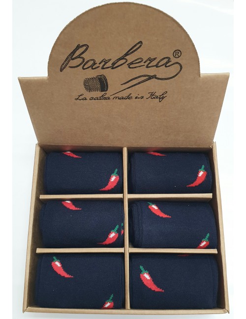 PEPERONCINO  6 PAIA DI CALZE  COTONE CALDO IN ELEGANTE CONF.REGALO