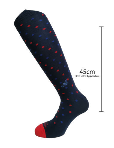 Lunghe con fantasia Pois Rossi e Azzurri con Iniziale - Made In Italy Caldo Cotone