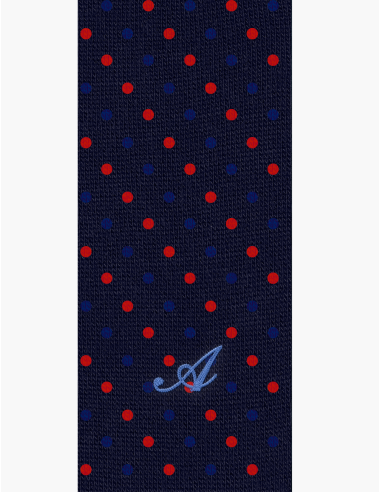 Lunghe con fantasia Pois Rossi e Azzurri con Iniziale - Made In Italy Caldo Cotone