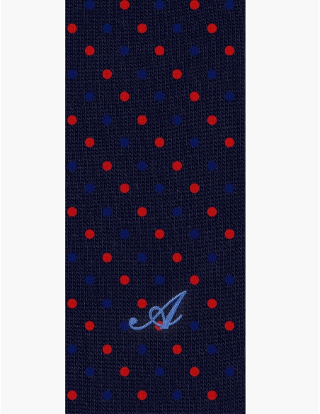 Lunghe con fantasia Pois Rossi e Azzurri con Iniziale - Made In Italy Caldo Cotone