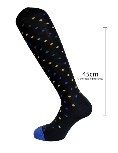 Lunghe con fantasia Pois Gialli e Azzurri con Iniziale - Made In Italy Caldo Cotone