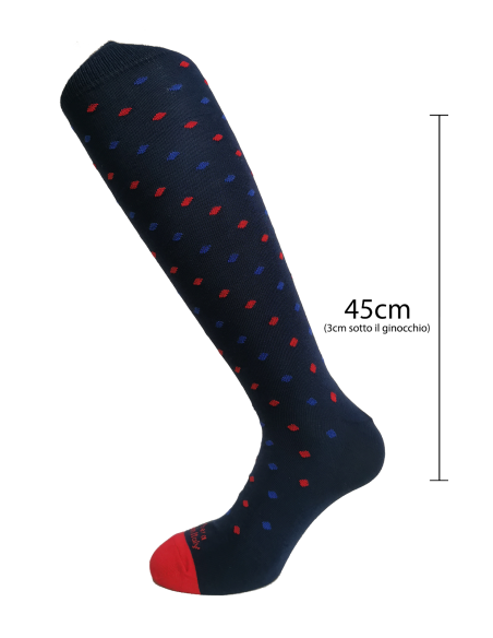 Lunghe con fantasia Pois Rossi e Azzurri con Iniziale - Made In Italy Caldo Cotone