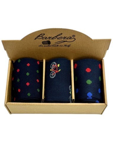 Cofanetto  Tre Paia di Calze in Caldo Cotone con Fantasia Note Musicali