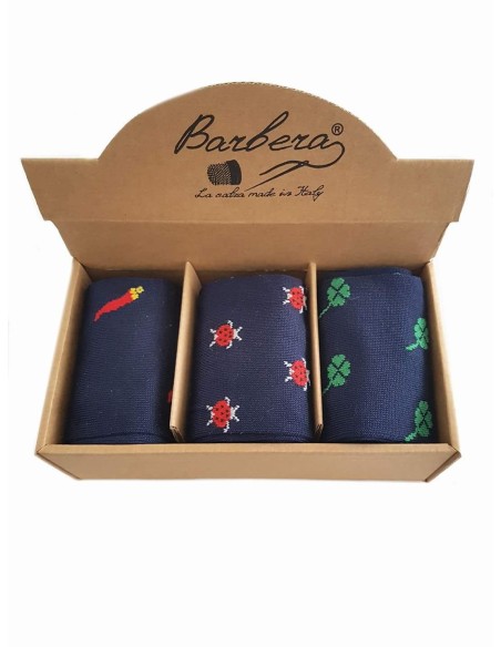 Cofanetto Regalo 3 paia di Calze Lunghe"FORTUNA" Cotone Caldo TAGLIA UNICA (39-46)