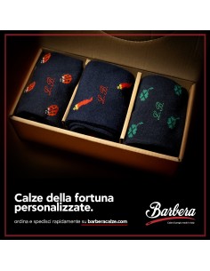 Cofanetto Tre Paia di Calze Personalizzate in Caldo Cotone con Fantasia Fortuna 2