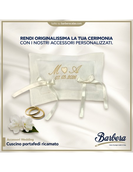 Cuscino Portafedi con iniziali, data e cuore in Lino - Made in Italy