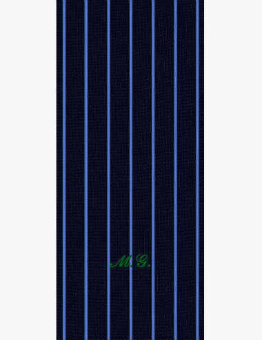 Corte Costine Azzurro con iniziali corsivo - Made In Italy  Cotone Caldo