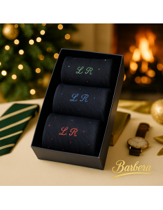 Cofanetto Tre Paia di Calze in Caldo Cotone con Fantasia Punto Spillo