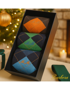 Cofanetto Tre Paia di Calze Personalizzate in Caldo Cotone con Fantasia Fortuna