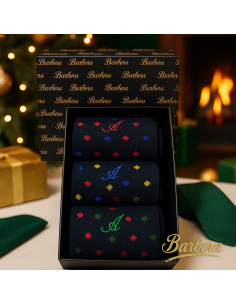 Cofanetto Tre Paia di Calze Personalizzate in Caldo Cotone con Fantasia Costine