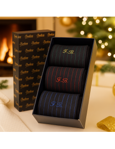 Cofanetto Tre Paia di Calze Personalizzate in Caldo Cotone con Fantasia Costine