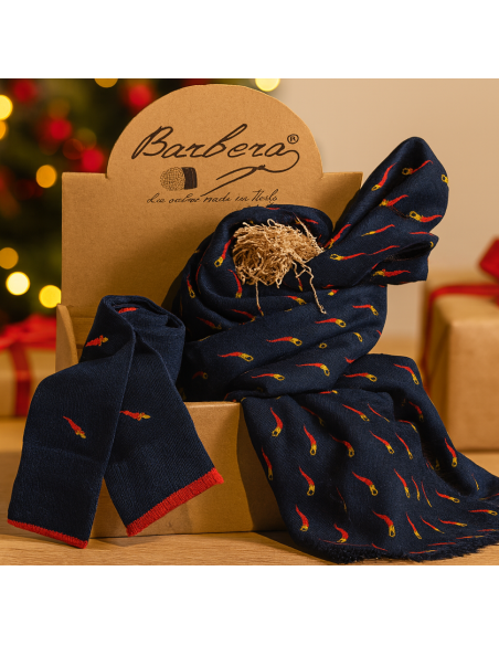 Cofanetto calza e pashmina fantasia corno fortuna - Made In Italy