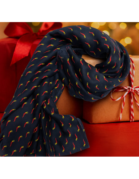 PASHMINA   FANTASIA CORNO FORTUNA FONDO BLU