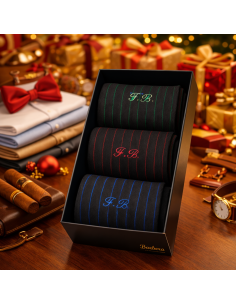 Cofanetto Tre Paia di Calze Personalizzate in Caldo Cotone con Fantasia Costine